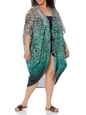 La Blanca Dip Into The Wild Swimsuit Cover-Up Caftan In Aquamarine